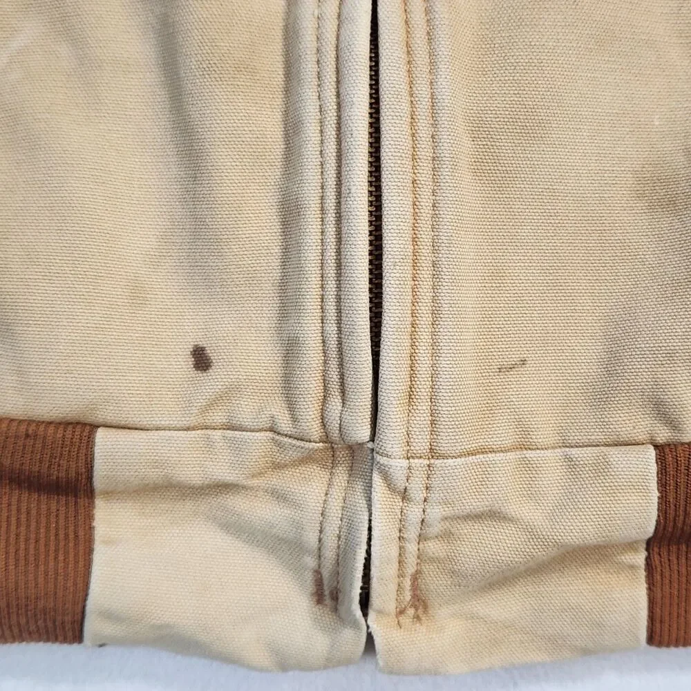 MENS VINTAGE CARHARTT JACKET J158 DKB HOODED FLEECE LINED DISTRESS FADE SMALL